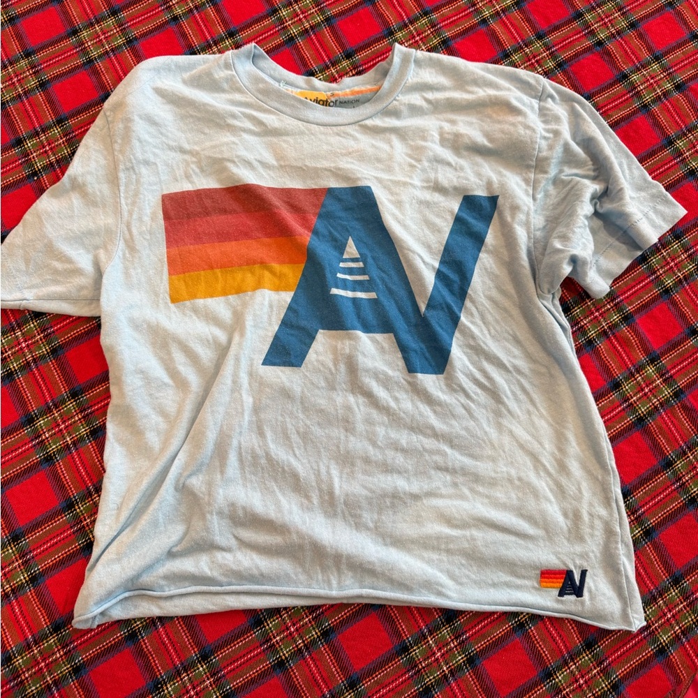 Aviator Nation T-Shirt with Logo light blue size small